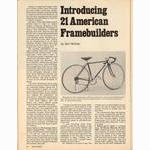 <-- Bicycling Magazine 05-1977 --> 21 American Frame Builders