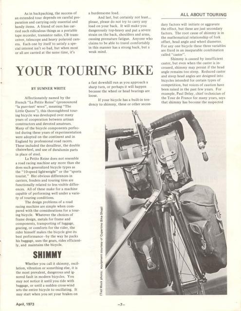 <---------- Bike World 04-1973 ----------> Your Touring Bike
