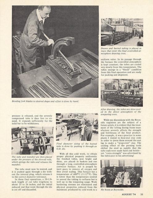 <------ Bicycling Magazine 08-1974 ------> How Are Bicycle Tubes Made?