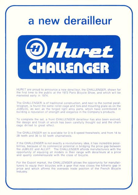 Huret Challenger product introduction  (1973)