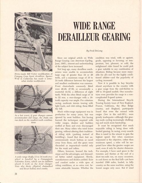 <------- American Cycling 11-1968 -------> Wide Range Derailleur Gearing