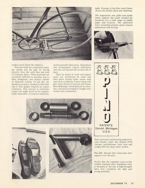 <------ Bicycling Magazine 12-1974 ------> New Ideas, New Products