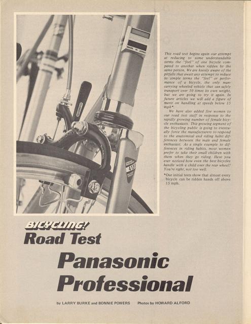 <------ Bicycling Magazine 08-1975 ------> Panasonic Pro / Sport