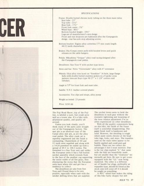 <------ Bicycling Magazine 07-1972 ------> Fuji Road Racer