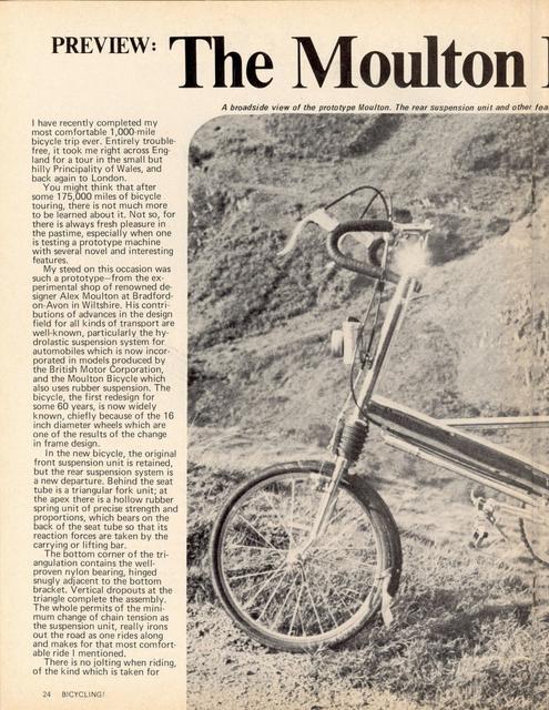 <------ Bicycling Magazine 02-1970 ------> Moulton Prototype