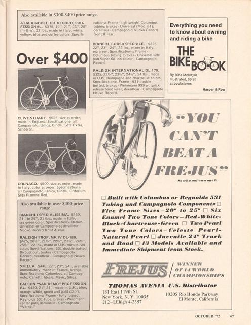 <------ Bicycling Magazine 10-1972 ------> 1972 Bicycle Showcase