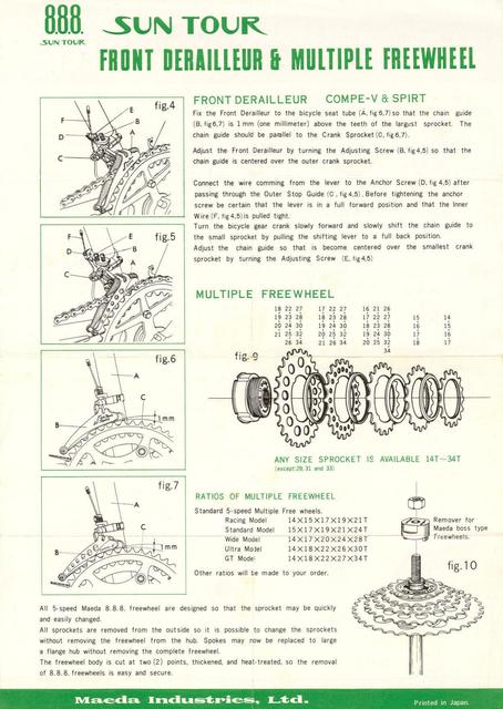 SunTour derailleur / freewheel operations manual (1976)