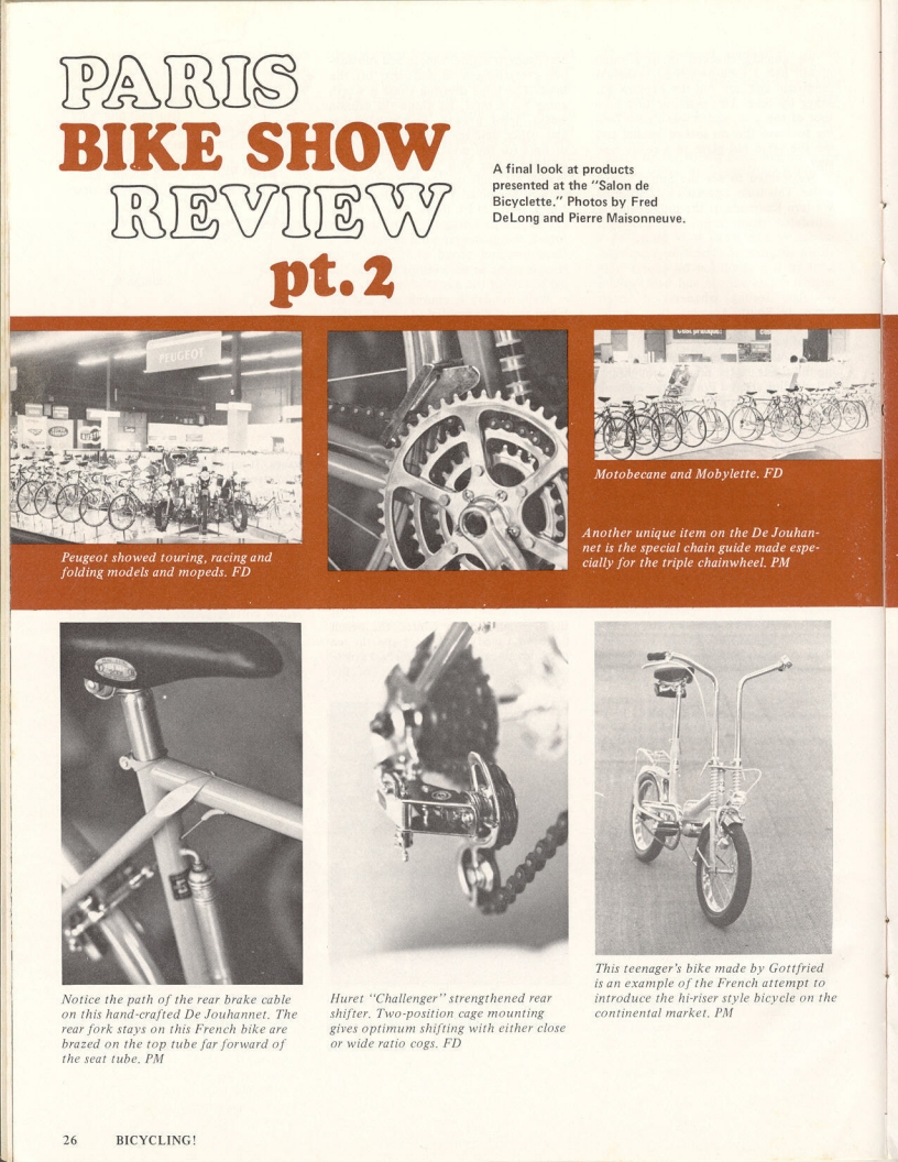 <------ Bicycling Magazine 01-1974 ------> 1973 Paris Show Salon de Bicyclette - Part 2