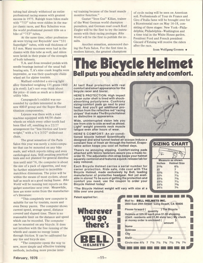 <---------- Bike World 02-1976 ----------> 1976 Paris Salon de Bicyclette