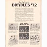 <------ Bicycling Magazine 10-1972 ------> 1972 Bicycle Showcase