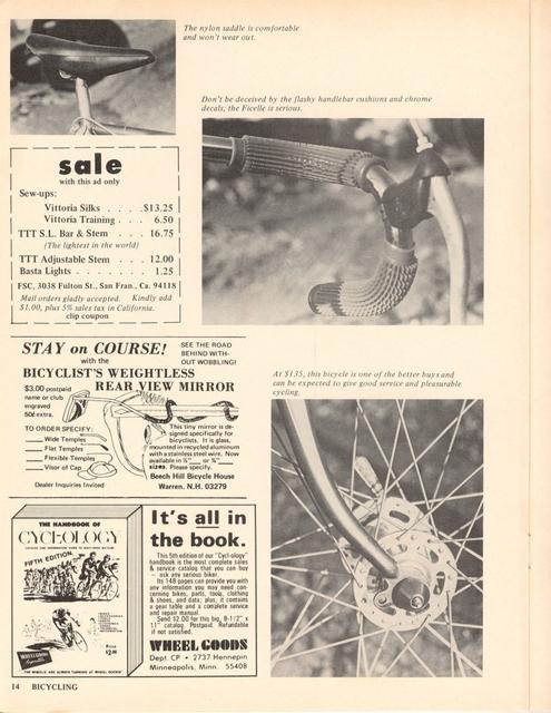 <------ Bicycling Magazine 12-1972 ------> Ficelle Racer