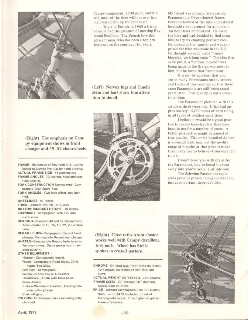 <---------- Bike World 04-1973 ----------> Schwinn Paramount Professional