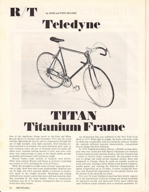 <------ Bicycling Magazine 03-1974 ------> Teledyne Titan