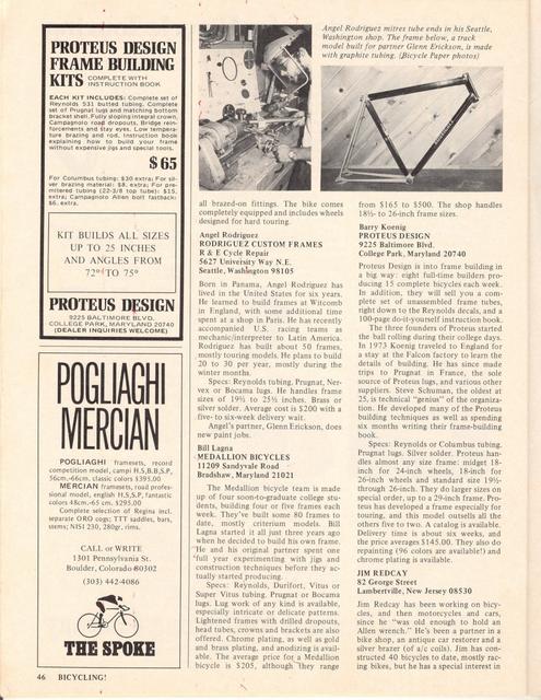 <------ Bicycling Magazine 11-1975 ------> American Frame Builders