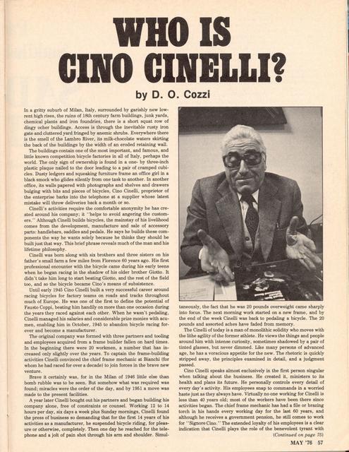 <------ Bicycling Magazine 05-1976 ------> Cino Cinelli