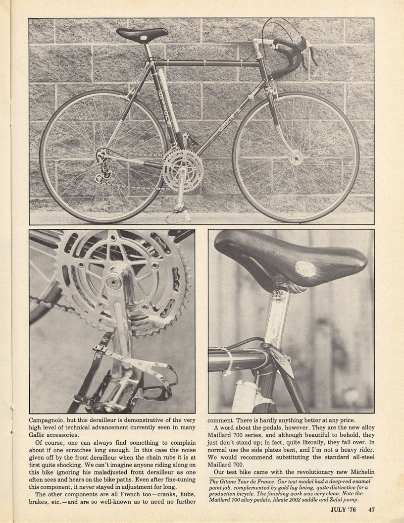 <------ Bicycling Magazine 07-1976 ------> Gitane Tour de France / model 600