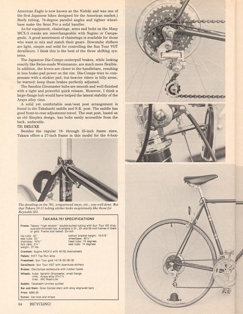 <------ Bicycling Magazine 03-1977 ------> Takara Model 761 / Model 731
