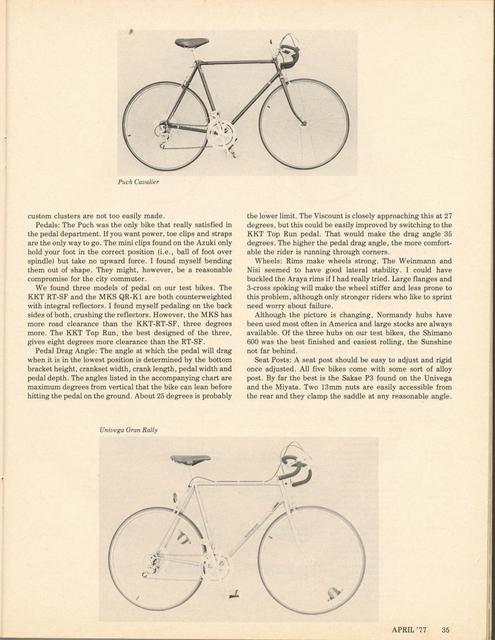 <------ Bicycling Magazine 04-1977 ------> Bicycles from $180 to $205 - Part 1