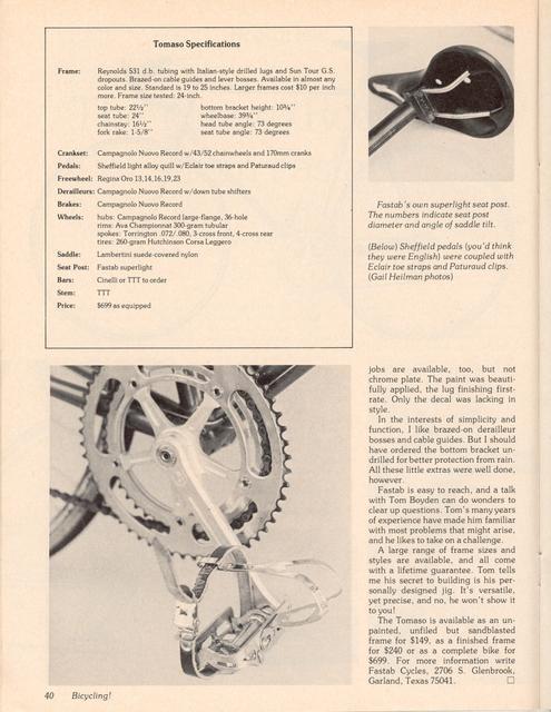 <------ Bicycling Magazine 06-1977 ------> Fastab Tomaso