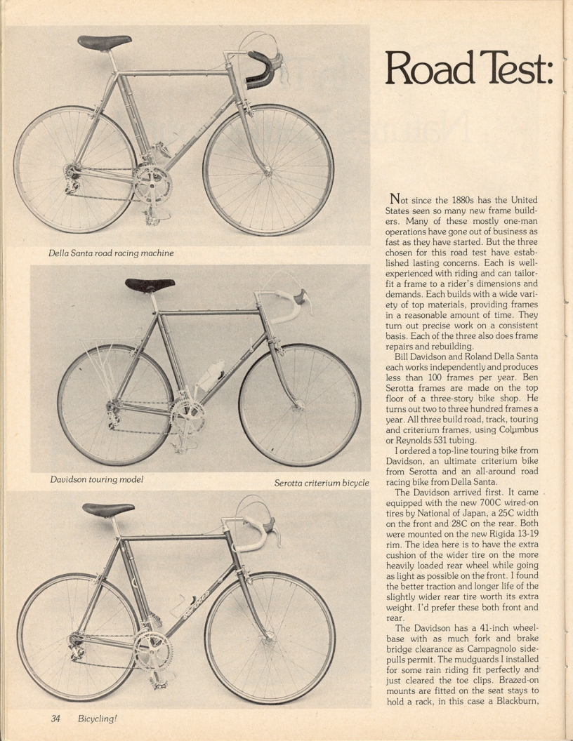 <------ Bicycling Magazine 03-1978 ------> Della Santa / Davidson / Serotta