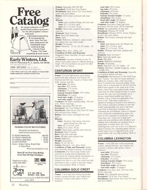 <------ Bicycling Magazine 10-1978 ------> Consumer’s Guide To $100 to $150 Bikes