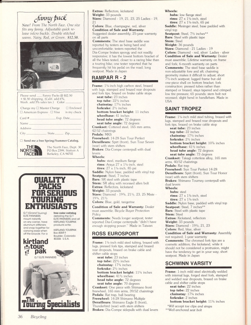 <------ Bicycling Magazine 10-1978 ------> Consumer’s Guide To $100 to $150 Bikes