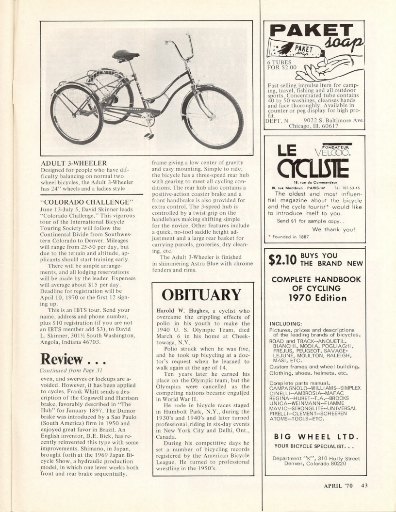 <------ Bicycling Magazine 04-1970 ------> Brakes For Bicycles