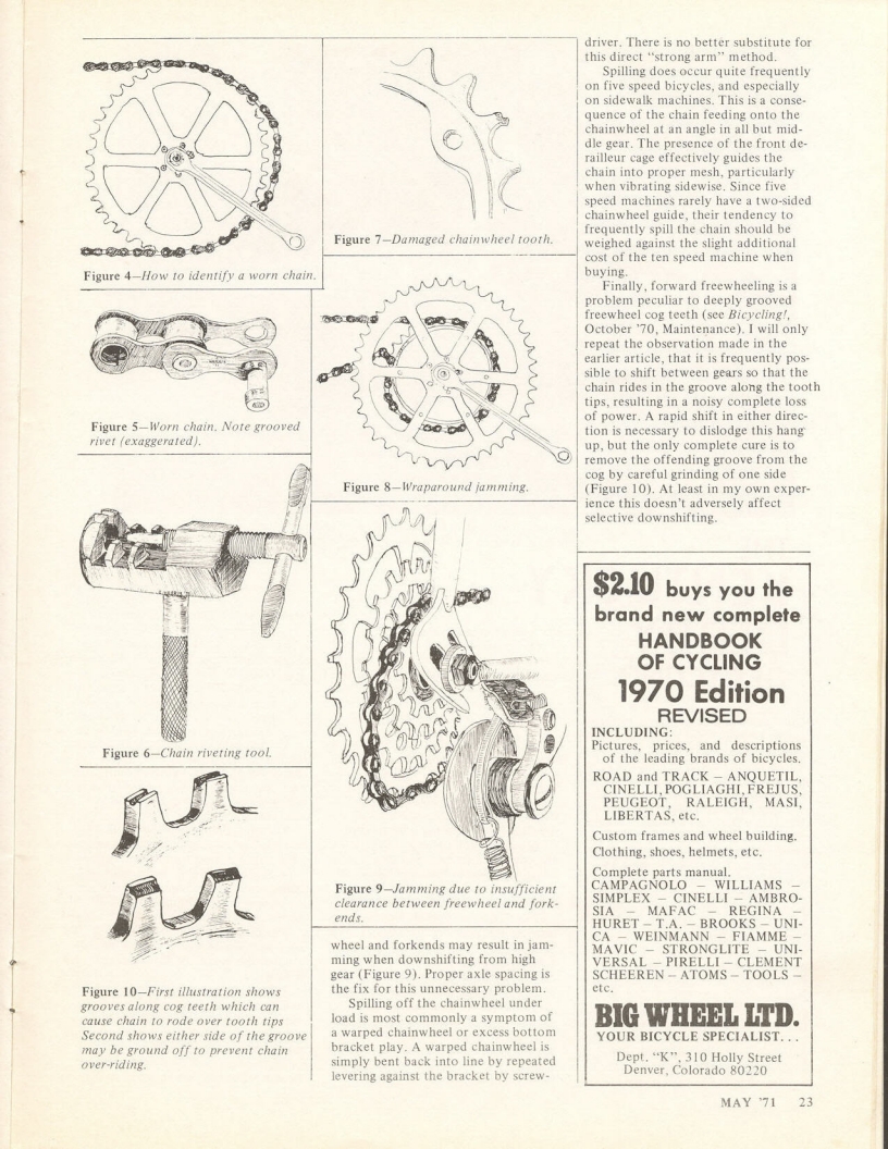 <------ Bicycling Magazine 05-1971 ------> Diagnosing And Fixing Derailleur Chain Skip