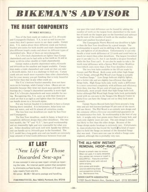 <---------- Bike World 08-1972 ----------> The Right Components