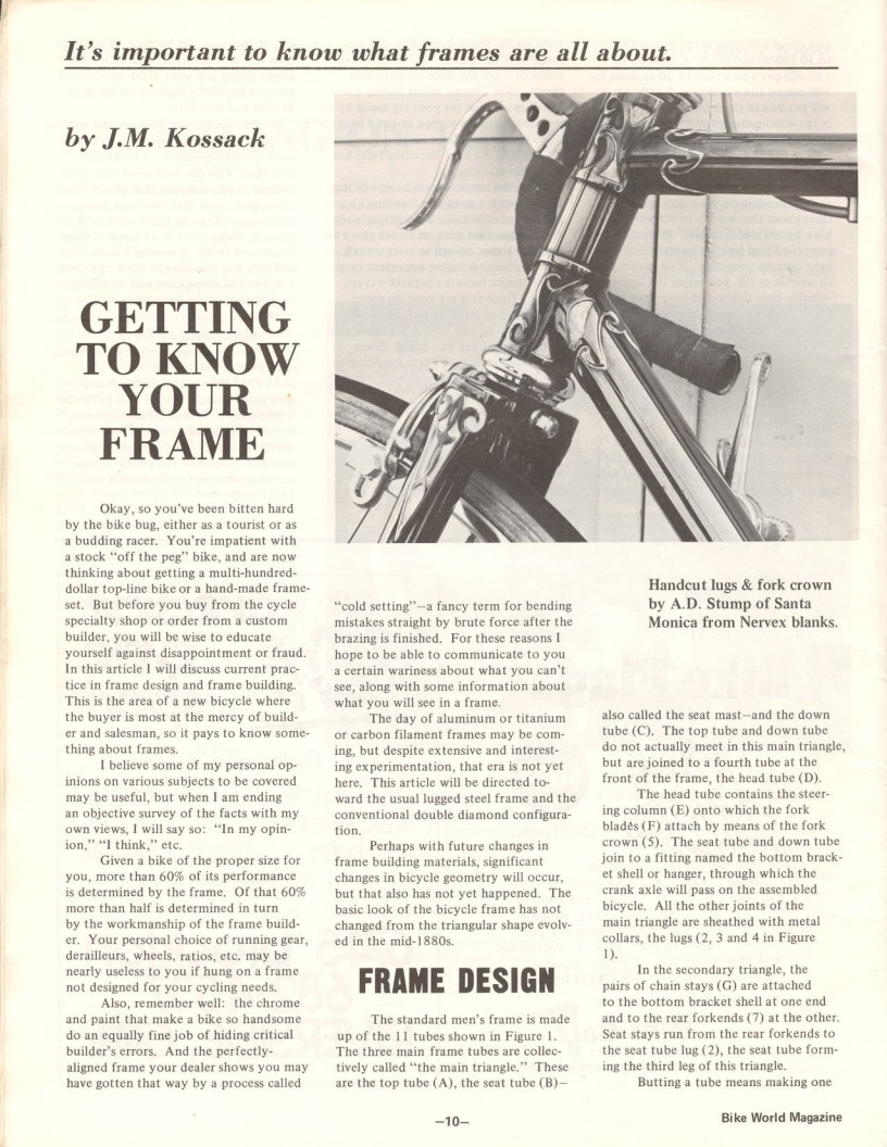 <---------- Bike World 02-1973 ----------> Getting To Know Your Frame