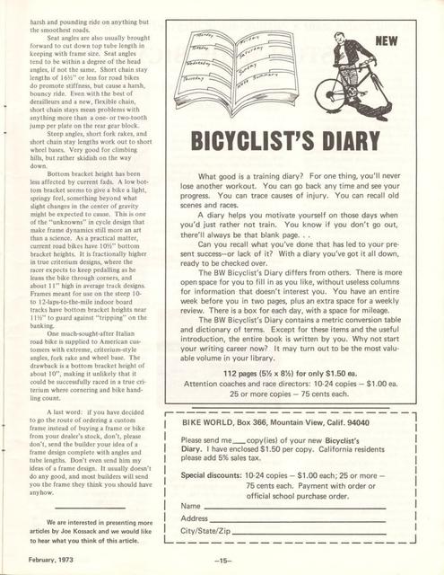 <---------- Bike World 02-1973 ----------> Getting To Know Your Frame