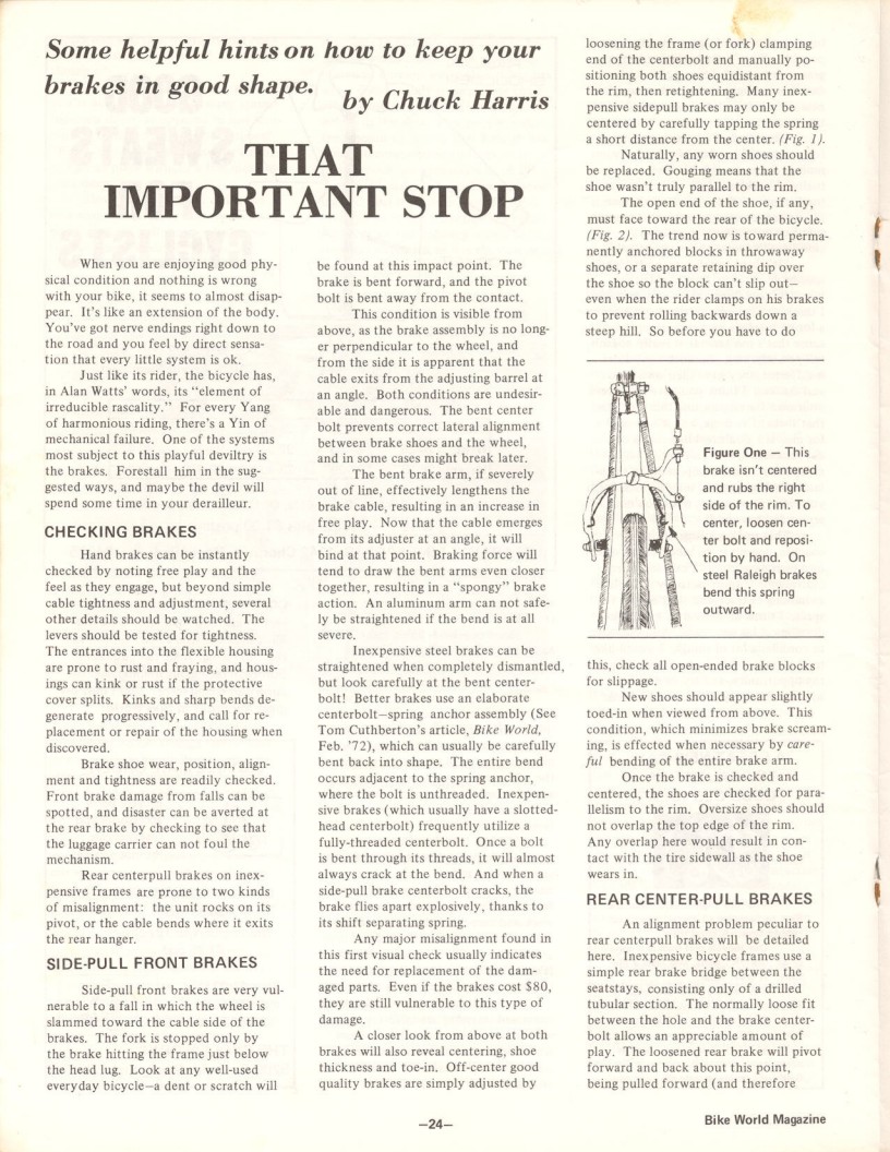 <---------- Bike World 02-1973 ----------> That Important Stop