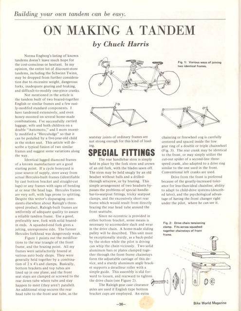 <---------- Bike World 04-1973 ----------> On Making A Tandem
