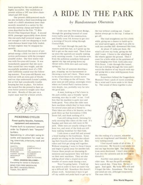 <---------- Bike World 04-1973 ----------> On Making A Tandem