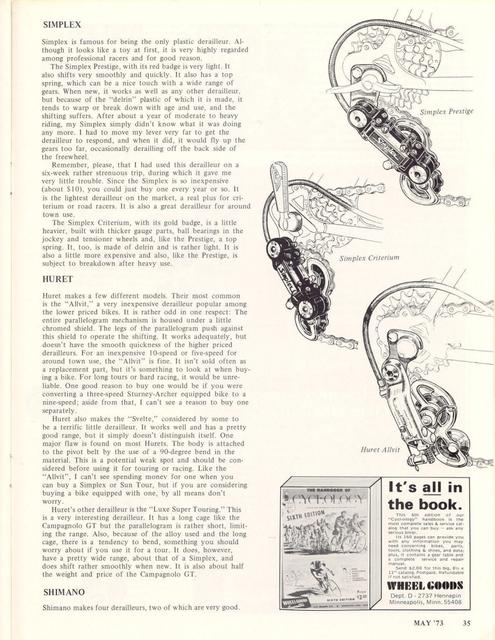 <------ Bicycling Magazine 05-1973 ------> All About Derailleurs