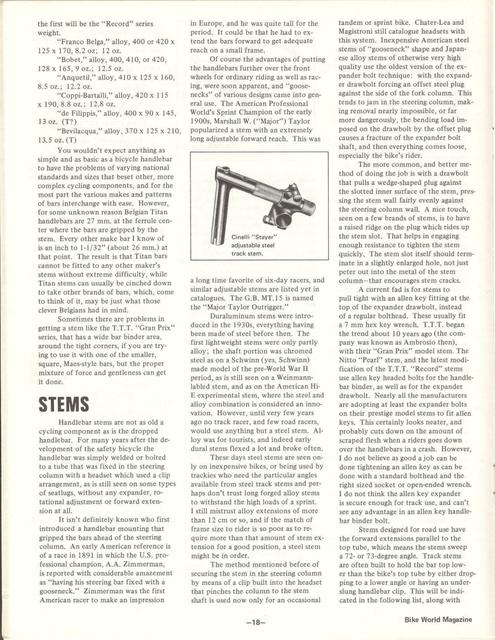 <---------- Bike World 10-1973 ----------> All About Components - Part 3 - Handlebars / Stems