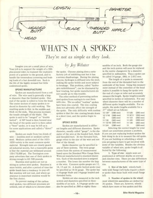 <---------- Bike World 06-1974 ----------> What’s In A Spoke?