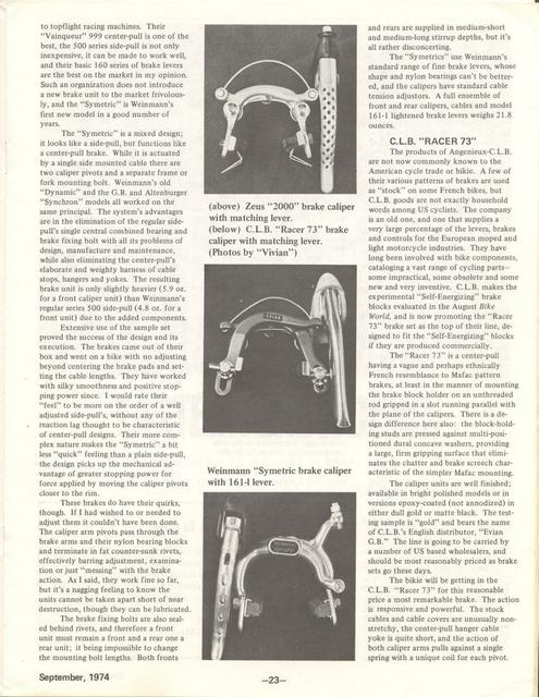 Three New Brakesets - Weinmann Symetric / CLB Racer 73 / Zeus 2000