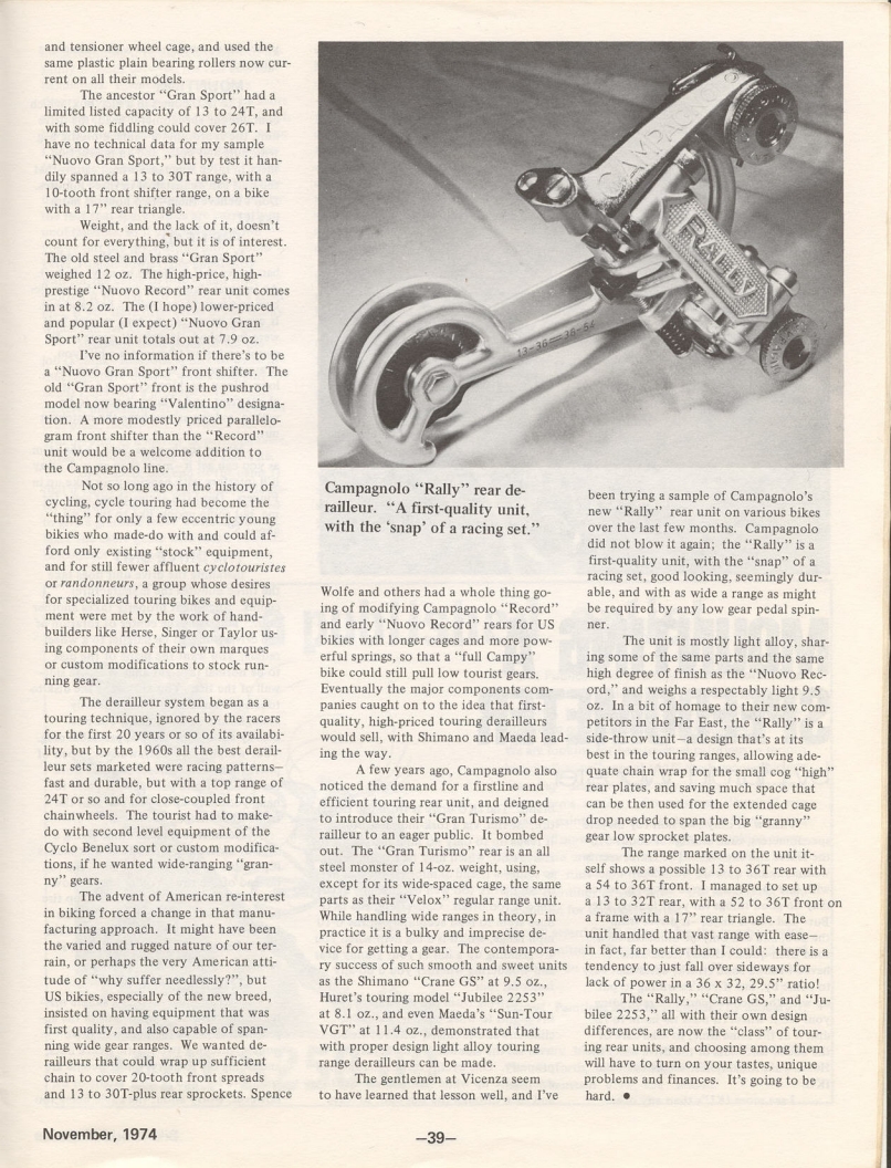 <---------- Bike World 12-1974 ----------> Super Record Makes The Scene