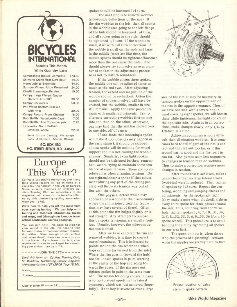 <---------- Bike World 02-1975 ----------> Step By Step Wheel Building