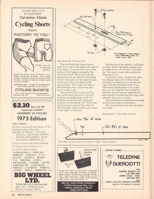 <------ Bicycling Magazine 03-1975 ------> Rebuilding Freewheels - Part 1