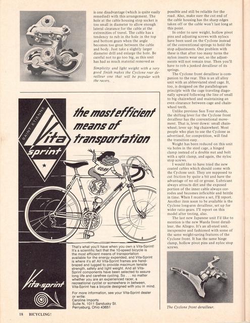 <------ Bicycling Magazine 05-1975 ------> New Derailleurs From Japan For 1975