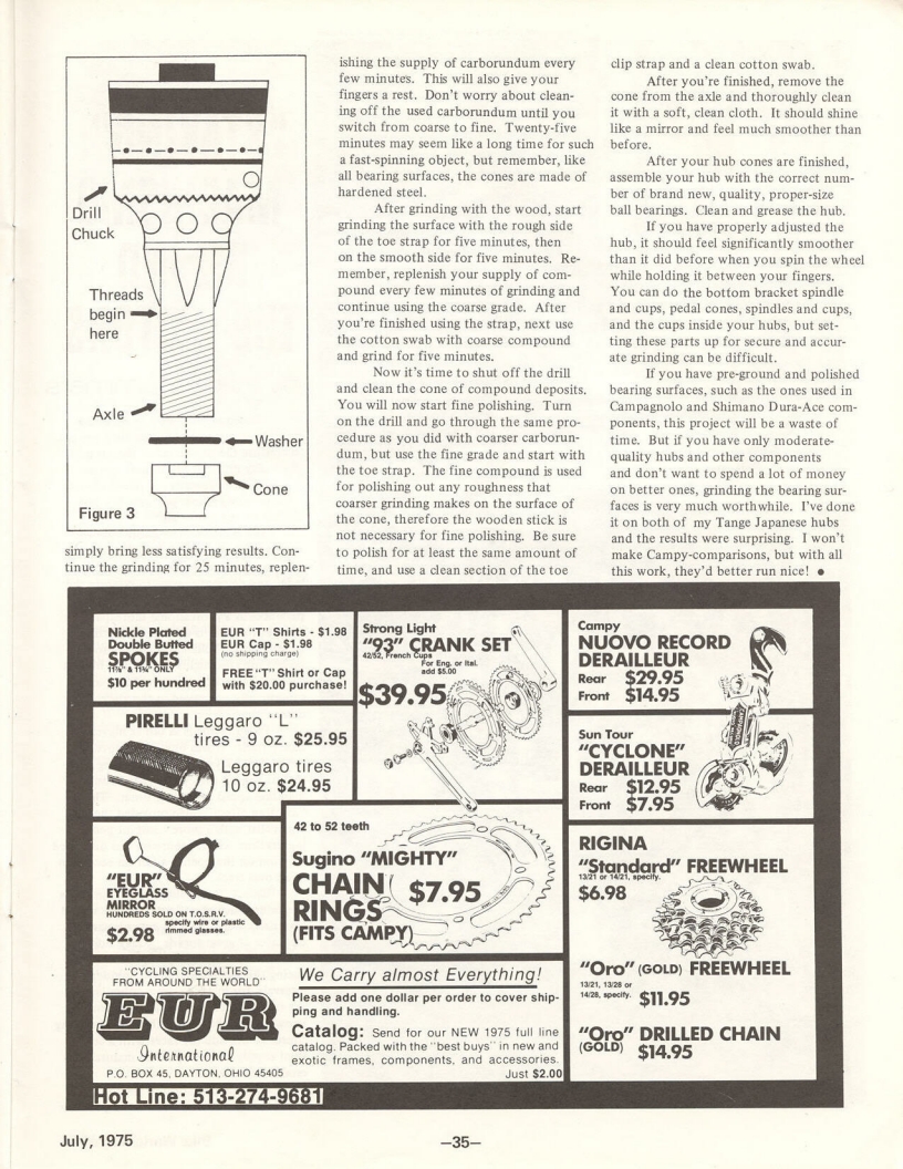 <---------- Bike World 07-1975 ----------> Smooth As Satin Hub Cones