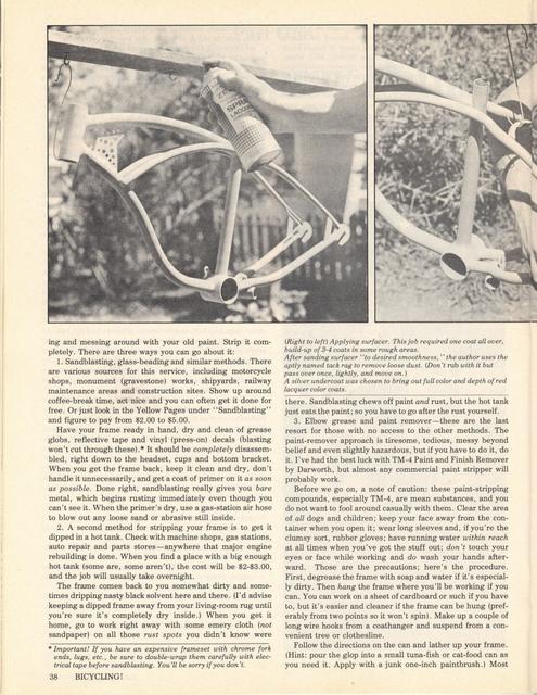 <------ Bicycling Magazine 09-1976 ------> How To Spray Paint Your Bicycle - Part 1