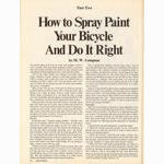 <------ Bicycling Magazine 10-1976 ------> How To Spray Paint Your Bicycle - Part 2