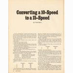 <------ Bicycling Magazine 05-1977 ------> All About 15 Speeds - Part 3 - Converting From 10 To 15 Speeds