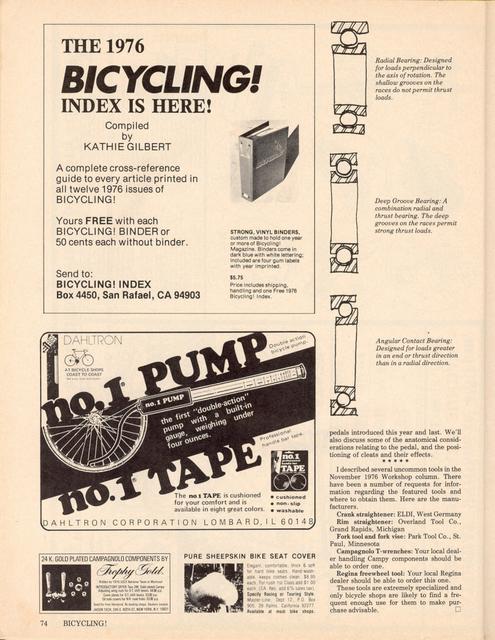 <------ Bicycling Magazine 04-1977 ------> Pedal Technology - Part 1 - Overview