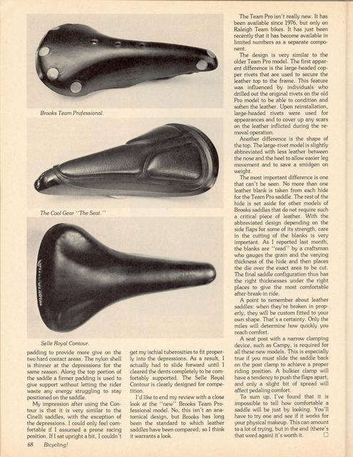 <------ Bicycling Magazine 03-1978 ------> Saddles - Part 2