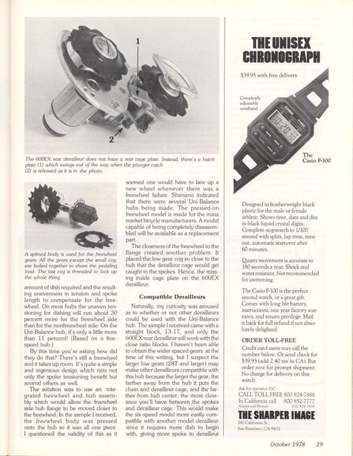 <------ Bicycling Magazine 10-1978 ------> Shimano’s 600 EX