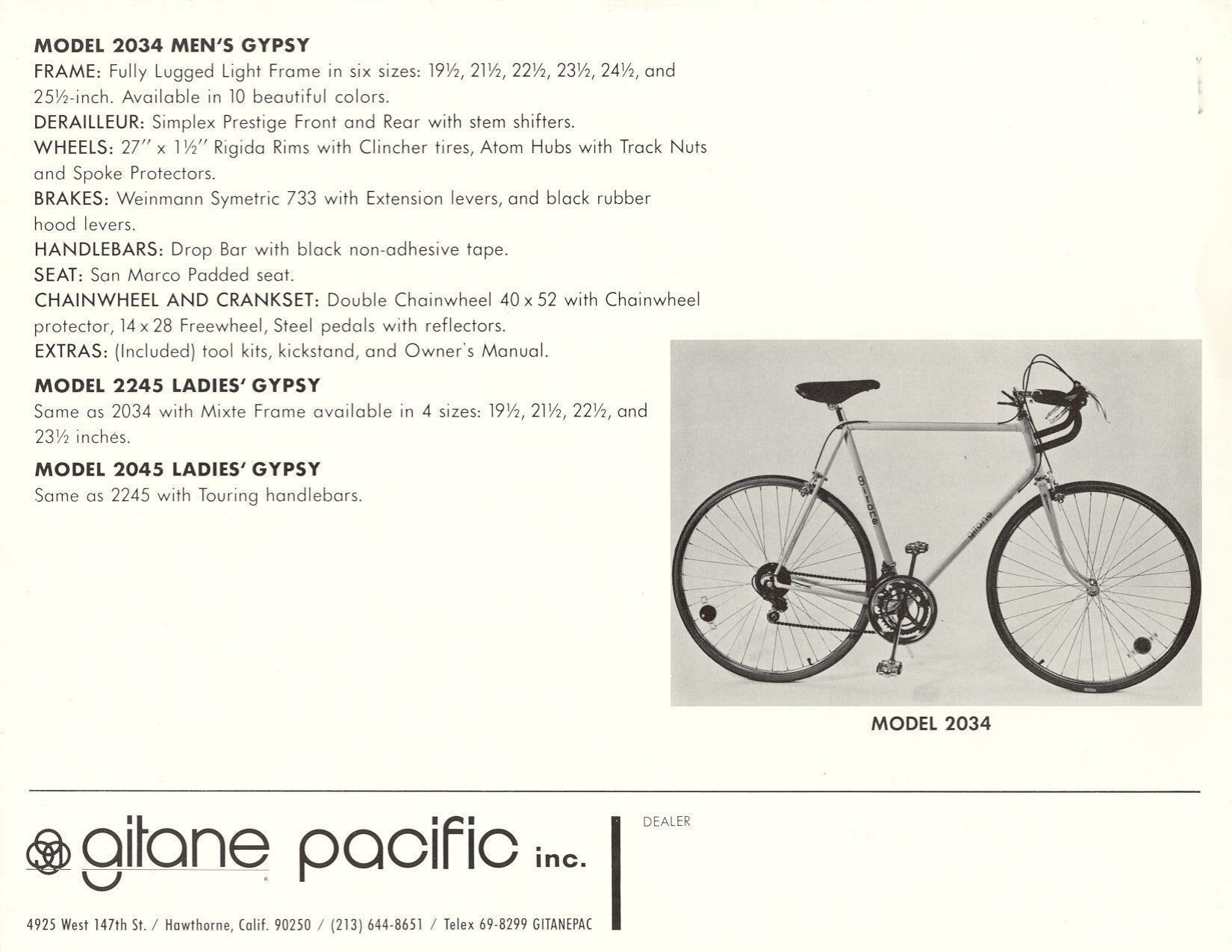 Gitane catalog supplement (1975)